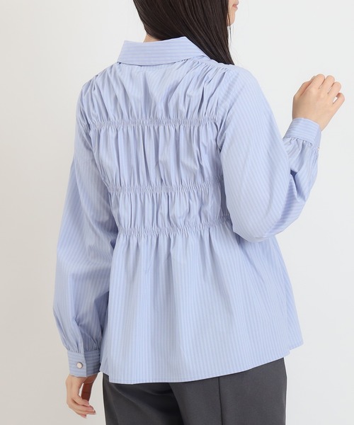 TRUDEA（トルディア）の「シャーリングシャツ(ストライプ・無地)（シャツ/ブラウス・レディース・アイボリー/サックスブルー/その他・MEDIUM）」の10枚目の写真