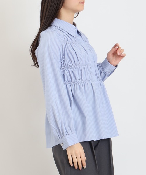 TRUDEA（トルディア）の「シャーリングシャツ(ストライプ・無地)（シャツ/ブラウス・レディース・アイボリー/サックスブルー/その他・MEDIUM）」の11枚目の写真