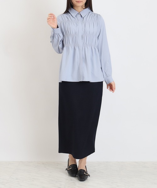 TRUDEA（トルディア）の「シャーリングシャツ(ストライプ・無地)（シャツ/ブラウス・レディース・アイボリー/サックスブルー/その他・MEDIUM）」の16枚目の写真