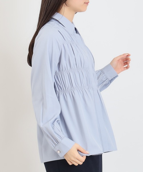 TRUDEA（トルディア）の「シャーリングシャツ(ストライプ・無地)（シャツ/ブラウス・レディース・アイボリー/サックスブルー/その他・MEDIUM）」の15枚目の写真