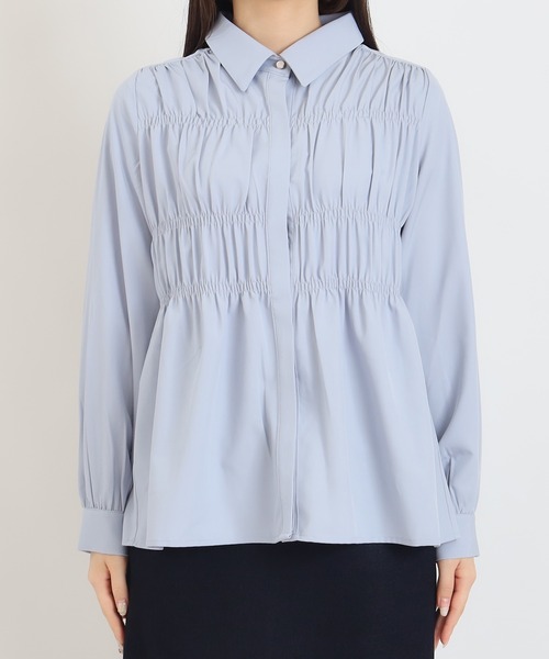 TRUDEA（トルディア）の「シャーリングシャツ(ストライプ・無地)（シャツ/ブラウス・レディース・アイボリー/サックスブルー/その他・MEDIUM）」の17枚目の写真