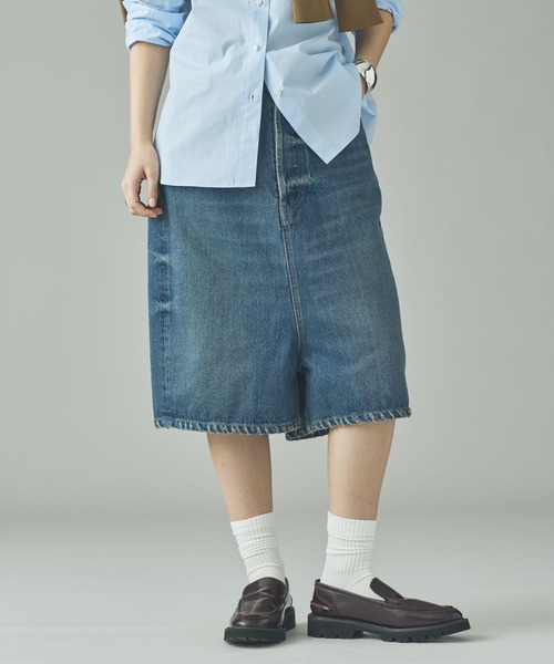 Curensology（カレンソロジー）の「Curensology(カレンソロジー)/＜&RC＞ワイドルーズハーフデニムパンツ（デニムパンツ・レディース・インディゴブルー/ブラック・36/40/38）」の3枚目の写真