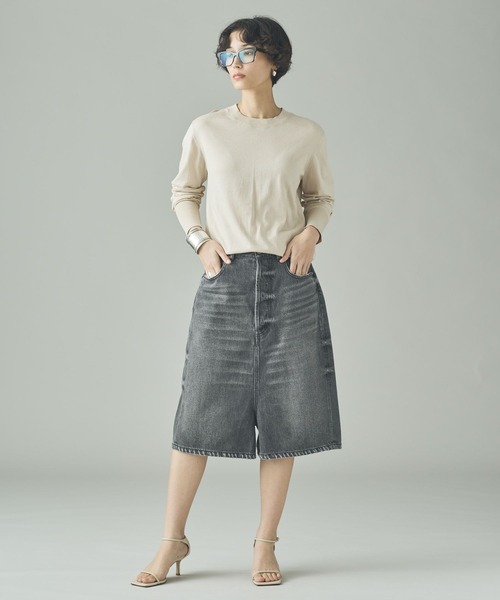 Curensology（カレンソロジー）の「Curensology(カレンソロジー)/＜&RC＞ワイドルーズハーフデニムパンツ（デニムパンツ・レディース・インディゴブルー/ブラック・36/40/38）」の12枚目の写真