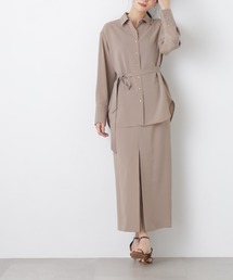 NANO universe | ハイツイストドライタックスリットロングスカート(セットアップ可)(スカート)