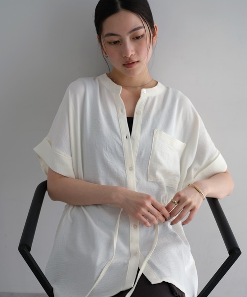 andme(アンドミー)の「2wayシャツブラウス【UVカット/接触冷感/吸水速乾】(シャツ/ブラウス・レディース・キナリ/ダークブラウン/ブラック・M)」の4枚目の写真