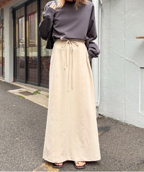 SOYEN(ソイエン)の「ウエストダブルコードロングスカート(スカート・レディース・ベージュ/チャコール・F)」の4枚目の写真