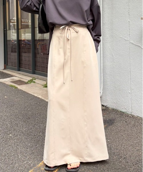 SOYEN(ソイエン)の「ウエストダブルコードロングスカート(スカート・レディース・ベージュ/チャコール・F)」の6枚目の写真