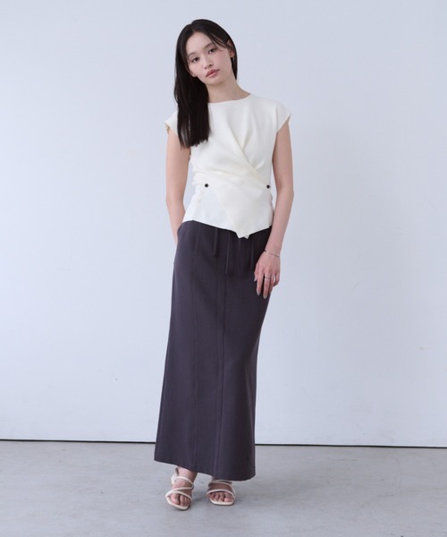 SOYEN(ソイエン)の「ウエストダブルコードロングスカート(スカート・レディース・ベージュ/チャコール・F)」の9枚目の写真