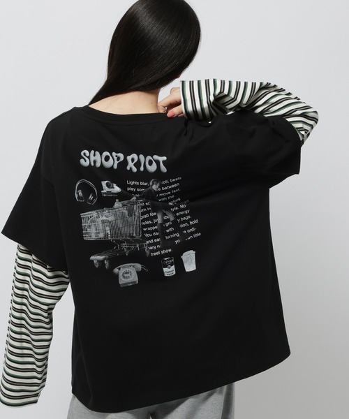 niko and...（ニコアンド）の「ルーズレイヤーグラフィックTシャツ（Tシャツ/カットソー・レディース・オフホワイト/ブラック/ブラウン・FREE）」の8枚目の写真