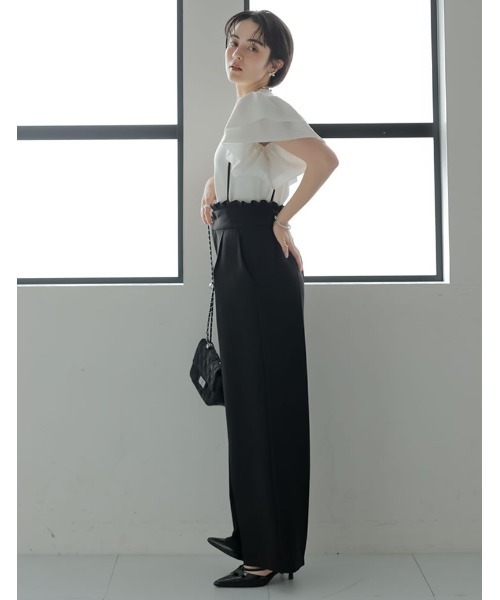 MEISM（ミズム）の「[2026S/S COLLECTION][MEISM by Re:EDIT][低身長/高身長サイズ有]ダブルクロスフリルサロペット（サロペット/オーバーオール・レディース・ホワイト/ブラック・MEDIUM/SHORT/LARGE/TALL）」の16枚目の写真