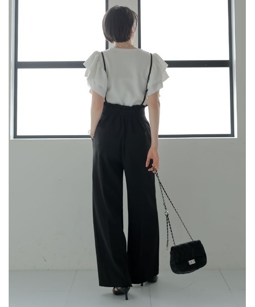 MEISM（ミズム）の「[2026S/S COLLECTION][MEISM by Re:EDIT][低身長/高身長サイズ有]ダブルクロスフリルサロペット（サロペット/オーバーオール・レディース・ホワイト/ブラック・MEDIUM/SHORT/LARGE/TALL）」の15枚目の写真