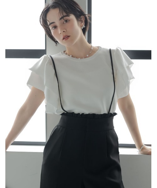 MEISM（ミズム）の「[2026S/S COLLECTION][MEISM by Re:EDIT][低身長/高身長サイズ有]ダブルクロスフリルサロペット（サロペット/オーバーオール・レディース・ホワイト/ブラック・MEDIUM/SHORT/LARGE/TALL）」の14枚目の写真