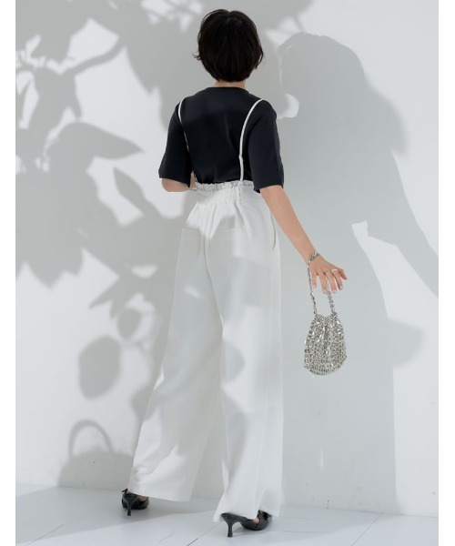 MEISM（ミズム）の「[2026S/S COLLECTION][MEISM by Re:EDIT][低身長/高身長サイズ有]ダブルクロスフリルサロペット（サロペット/オーバーオール・レディース・ホワイト/ブラック・MEDIUM/SHORT/LARGE/TALL）」の10枚目の写真