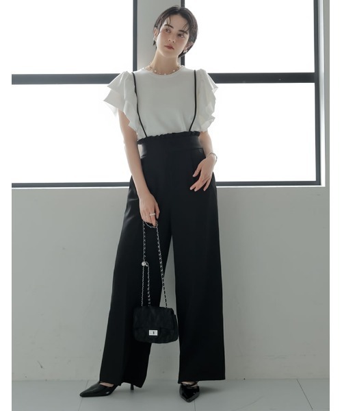 MEISM（ミズム）の「[2026S/S COLLECTION][MEISM by Re:EDIT][低身長/高身長サイズ有]ダブルクロスフリルサロペット（サロペット/オーバーオール・レディース・ホワイト/ブラック・MEDIUM/SHORT/LARGE/TALL）」の13枚目の写真