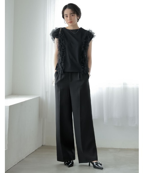 MEISM（ミズム）の「[2026S/S COLLECTION][MEISM by Re:EDIT][低身長/高身長サイズ有]ダブルクロスフリルサロペット（サロペット/オーバーオール・レディース・ホワイト/ブラック・MEDIUM/SHORT/LARGE/TALL）」の12枚目の写真