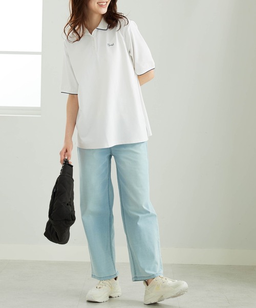 BELLUNA PLUS(ベルーナ)の「多機能付配色刺しゅうポロシャツ(Tシャツ/カットソー・レディース・ピンク/ブルー/オフホワイト/ネイビー・X-LARGE/MEDIUM/LARGE)」の9枚目の写真