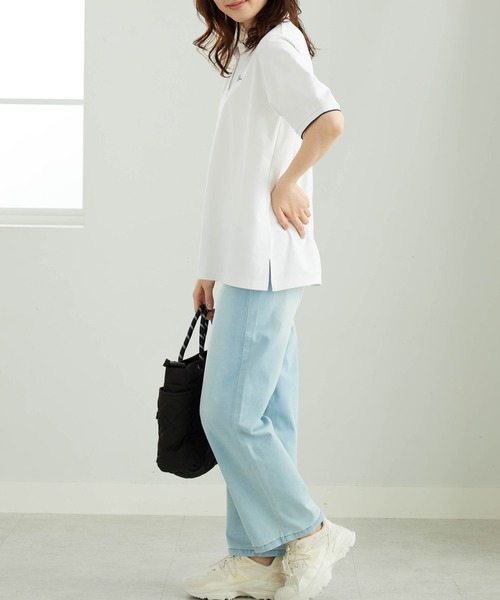 BELLUNA PLUS(ベルーナ)の「多機能付配色刺しゅうポロシャツ(Tシャツ/カットソー・レディース・ピンク/ブルー/オフホワイト/ネイビー・X-LARGE/MEDIUM/LARGE)」の10枚目の写真