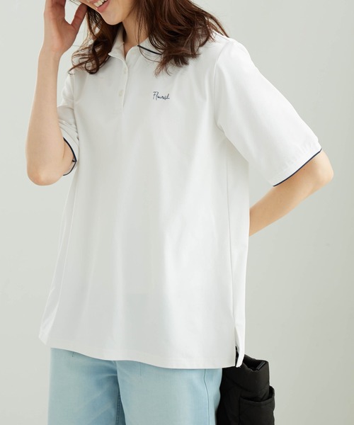 BELLUNA PLUS(ベルーナ)の「多機能付配色刺しゅうポロシャツ(Tシャツ/カットソー・レディース・ピンク/ブルー/オフホワイト/ネイビー・X-LARGE/MEDIUM/LARGE)」の5枚目の写真