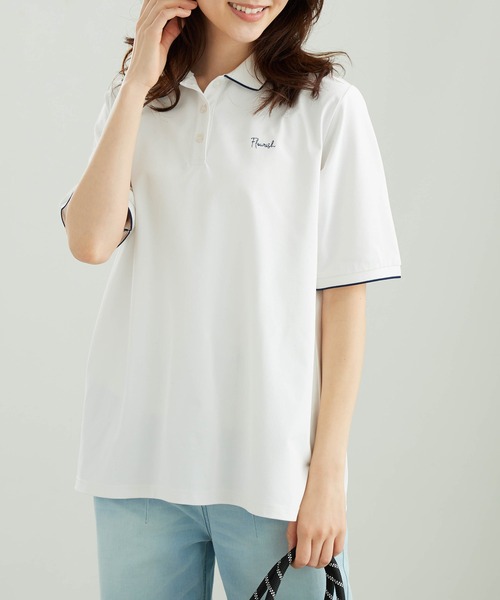 BELLUNA PLUS(ベルーナ)の「多機能付配色刺しゅうポロシャツ(Tシャツ/カットソー・レディース・ピンク/ブルー/オフホワイト/ネイビー・X-LARGE/MEDIUM/LARGE)」の6枚目の写真