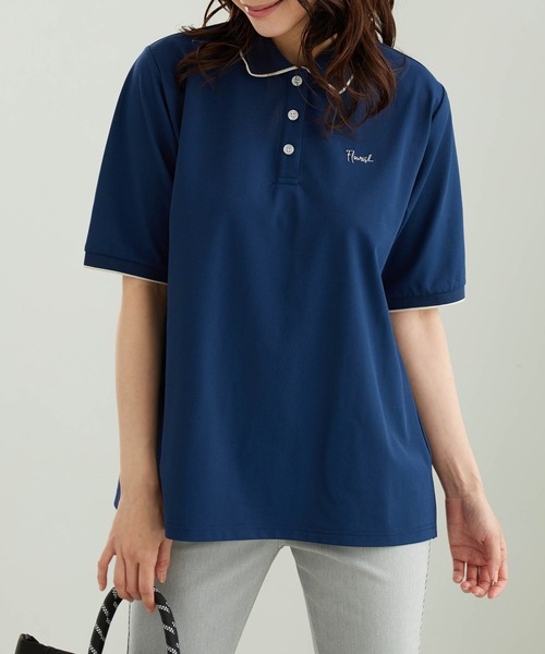 BELLUNA PLUS(ベルーナ)の「多機能付配色刺しゅうポロシャツ(Tシャツ/カットソー・レディース・ピンク/ブルー/オフホワイト/ネイビー・X-LARGE/MEDIUM/LARGE)」の12枚目の写真