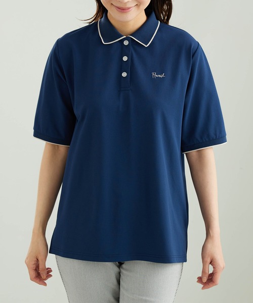 BELLUNA PLUS(ベルーナ)の「多機能付配色刺しゅうポロシャツ(Tシャツ/カットソー・レディース・ピンク/ブルー/オフホワイト/ネイビー・X-LARGE/MEDIUM/LARGE)」の13枚目の写真