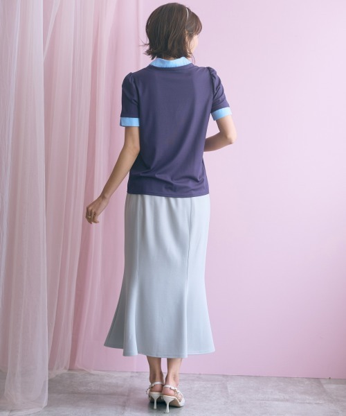 marun(マルン)の「<大きいサイズ>シャツドッキングカットソー marun(Tシャツ/カットソー・レディース・モカ/ネイビー・5L/4L/3L/LL/L)」の15枚目の写真