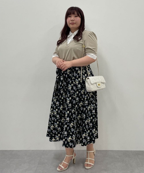 marun(マルン)の「<大きいサイズ>シャツドッキングカットソー marun(Tシャツ/カットソー・レディース・モカ/ネイビー・5L/4L/3L/LL/L)」の10枚目の写真