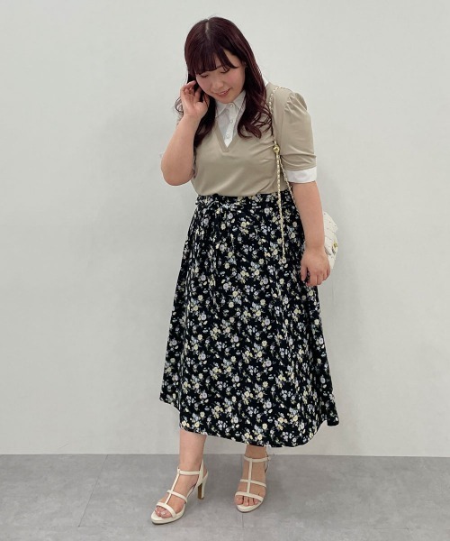marun(マルン)の「<大きいサイズ>シャツドッキングカットソー marun(Tシャツ/カットソー・レディース・モカ/ネイビー・5L/4L/3L/LL/L)」の11枚目の写真