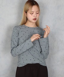 【 BARELY BLUE / ベアリーブルー 】 ミニ ドット ロング Tシャツ