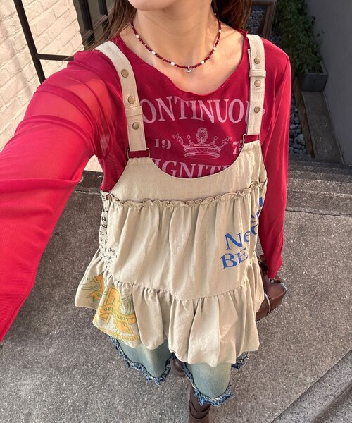 CIAOPANIC(チャオパニック)の「リメイク風バルーンチュニックワンピース(チュニック・レディース・ブラック/カーキ/アイボリー・ONE SIZE)」の3枚目の写真