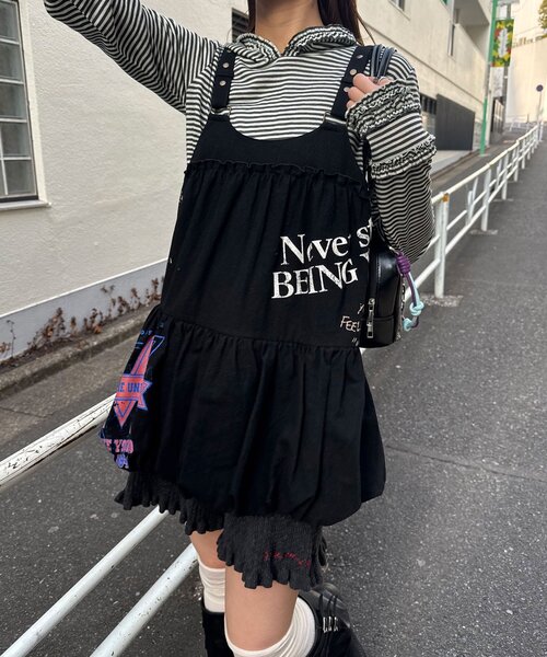 CIAOPANIC(チャオパニック)の「リメイク風バルーンチュニックワンピース(チュニック・レディース・ブラック/カーキ/アイボリー・ONE SIZE)」の1枚目の写真