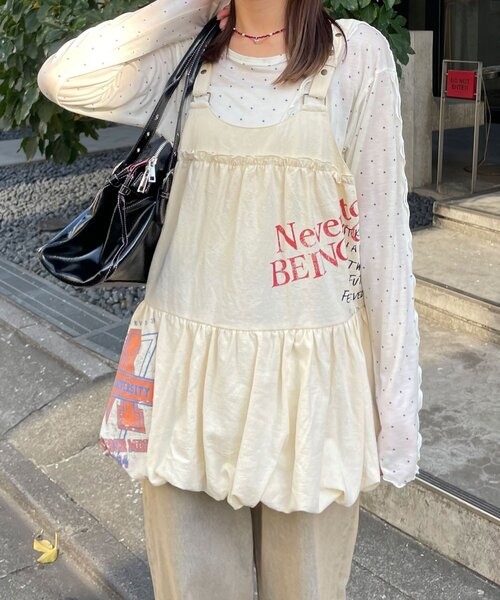 CIAOPANIC(チャオパニック)の「リメイク風バルーンチュニックワンピース(チュニック・レディース・ブラック/カーキ/アイボリー・ONE SIZE)」の4枚目の写真