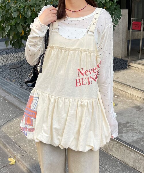 CIAOPANIC(チャオパニック)の「リメイク風バルーンチュニックワンピース(チュニック・レディース・ブラック/カーキ/アイボリー・ONE SIZE)」の5枚目の写真