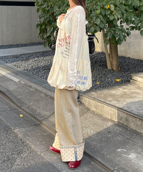 CIAOPANIC(チャオパニック)の「リメイク風バルーンチュニックワンピース(チュニック・レディース・ブラック/カーキ/アイボリー・ONE SIZE)」の9枚目の写真