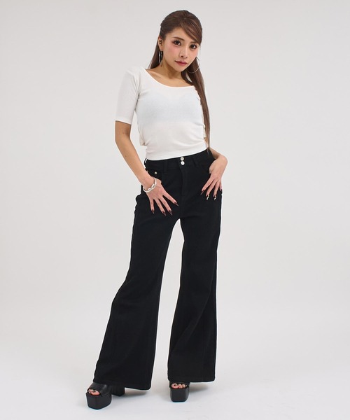 ANAP(アナップ)の「バックシフォンリボン リブTシャツ トップス(Tシャツ/カットソー・レディース・オフホワイト/ブルー/ブラック/オレンジ・F)」の8枚目の写真