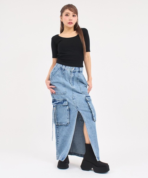ANAP(アナップ)の「バックシフォンリボン リブTシャツ トップス(Tシャツ/カットソー・レディース・オフホワイト/ブルー/ブラック/オレンジ・F)」の11枚目の写真