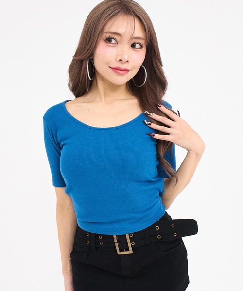 ANAP(アナップ)の「バックシフォンリボン リブTシャツ トップス(Tシャツ/カットソー・レディース・オフホワイト/ブルー/ブラック/オレンジ・F)」の14枚目の写真