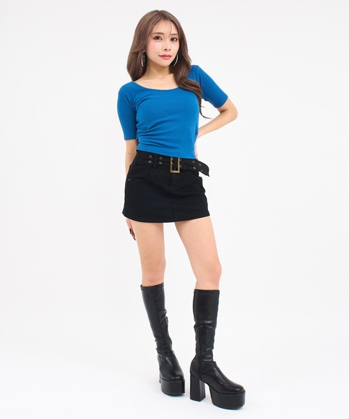 ANAP(アナップ)の「バックシフォンリボン リブTシャツ トップス(Tシャツ/カットソー・レディース・オフホワイト/ブルー/ブラック/オレンジ・F)」の15枚目の写真