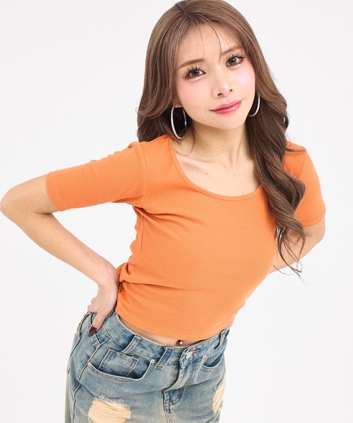 ANAP(アナップ)の「バックシフォンリボン リブTシャツ トップス(Tシャツ/カットソー・レディース・オフホワイト/ブルー/ブラック/オレンジ・F)」の17枚目の写真