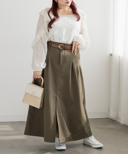CLETTE(クレット)の「CLETTEオリジナルベルト付きスリットスカート(スカート・レディース・ベージュ/ブラック/カーキ・3L/LL/4L)」の14枚目の写真