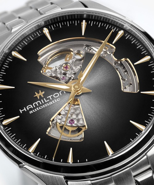HAMILTON（ハミルトン）の「HAMILTON [ハミルトン] 腕時計 Jazzmaster （ジャズマスター） Open Heart オート 自動巻き 42MM ブラック×シルバー（アナログ腕時計・メンズ・グレー・FREE）」の5枚目の写真