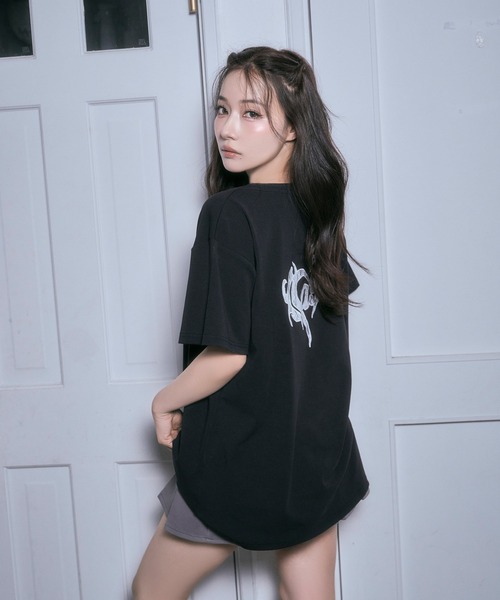 ANDGEEBEE（アンジービー）の「レースハートTシャツ（Tシャツ/カットソー・レディース・チャコールグレー/ブラック/ホワイト・SMALL/X-LARGE）」の3枚目の写真