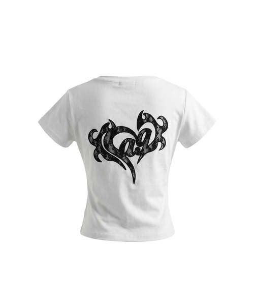 ANDGEEBEE（アンジービー）の「レースハートTシャツ（Tシャツ/カットソー・レディース・チャコールグレー/ブラック/ホワイト・SMALL/X-LARGE）」の7枚目の写真