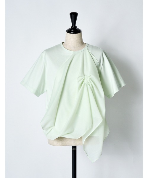 RUMCHE(ラムシェ)の「Tuck Chief Cutsew Tops / タックチーフカットソートップス(Tシャツ/カットソー・レディース・ホワイト/ブラック/ミント・FREE)」の13枚目の写真