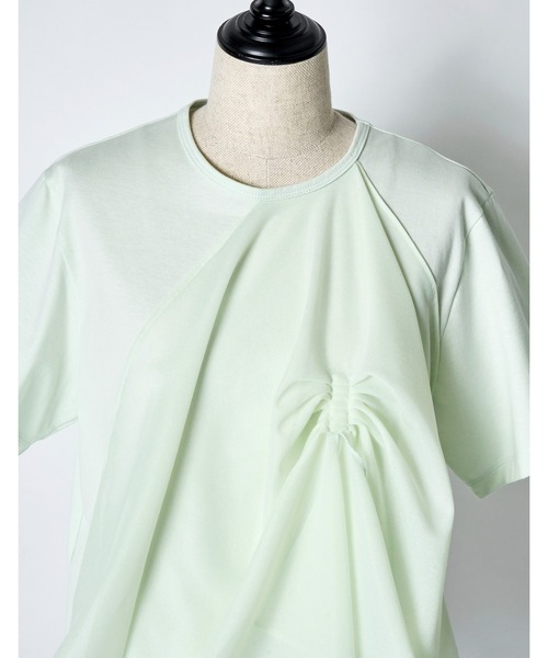RUMCHE(ラムシェ)の「Tuck Chief Cutsew Tops / タックチーフカットソートップス(Tシャツ/カットソー・レディース・ホワイト/ブラック/ミント・FREE)」の10枚目の写真
