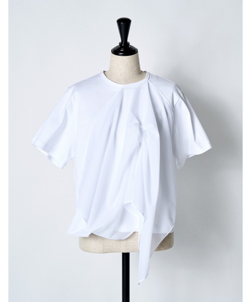 RUMCHE(ラムシェ)の「Tuck Chief Cutsew Tops / タックチーフカットソートップス(Tシャツ/カットソー・レディース・ホワイト/ブラック/ミント・FREE)」の5枚目の写真