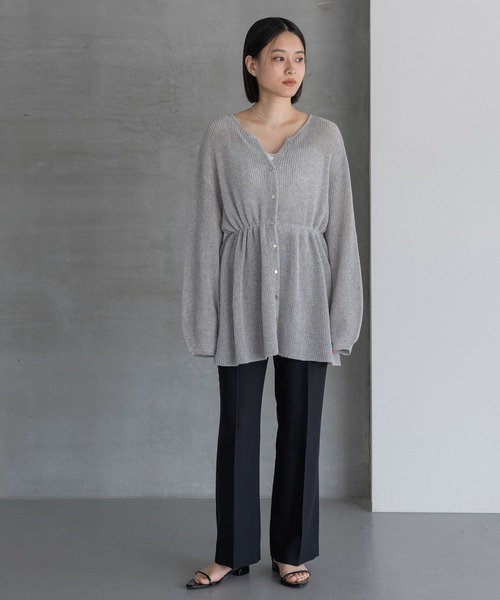 A part by（アパートバイ）の「リネンコンドロストカーディガン（カーディガン/ボレロ・レディース・ネイビー/アイボリー/グレー系その他2・FREE）」の6枚目の写真