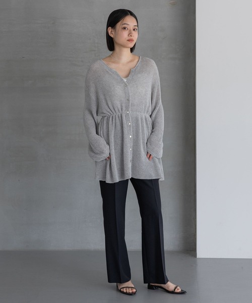 A part by（アパートバイ）の「リネンコンドロストカーディガン（カーディガン/ボレロ・レディース・ネイビー/アイボリー/グレー系その他2・FREE）」の7枚目の写真