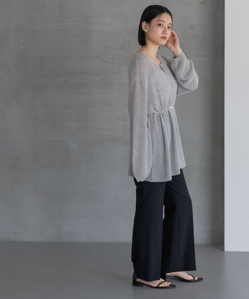 A part by（アパートバイ）の「リネンコンドロストカーディガン（カーディガン/ボレロ・レディース・ネイビー/アイボリー/グレー系その他2・FREE）」の8枚目の写真