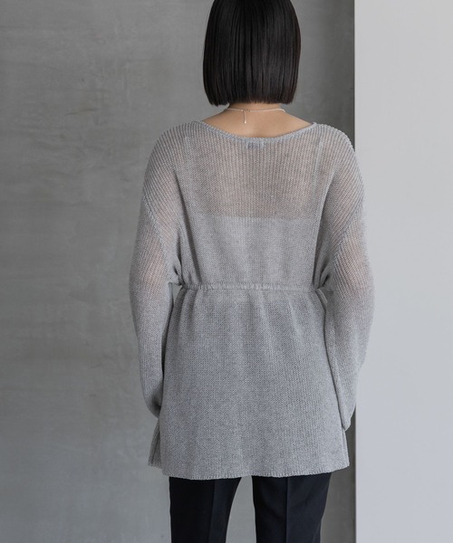 A part by（アパートバイ）の「リネンコンドロストカーディガン（カーディガン/ボレロ・レディース・ネイビー/アイボリー/グレー系その他2・FREE）」の9枚目の写真